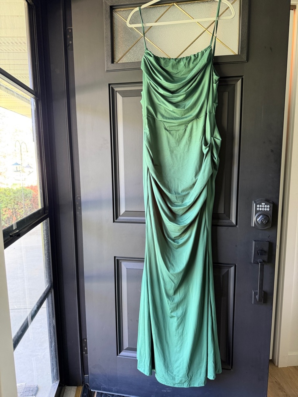 NWOT Green Draped Maxi Slip Dress